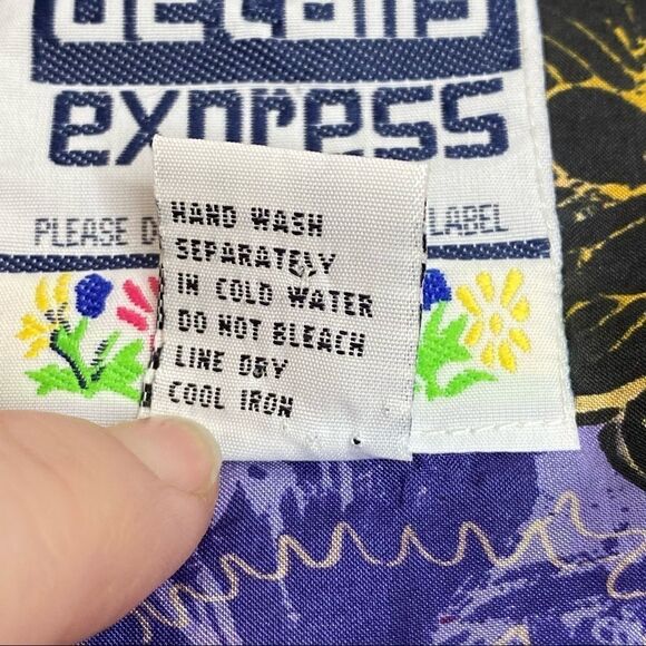 Vintage 90’s silk abstract print short sleeve button up shirt size S - Picture 12 of 16